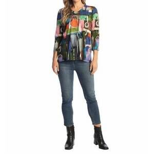 NEW JESS & JANE barcelona round neck top in blue multi